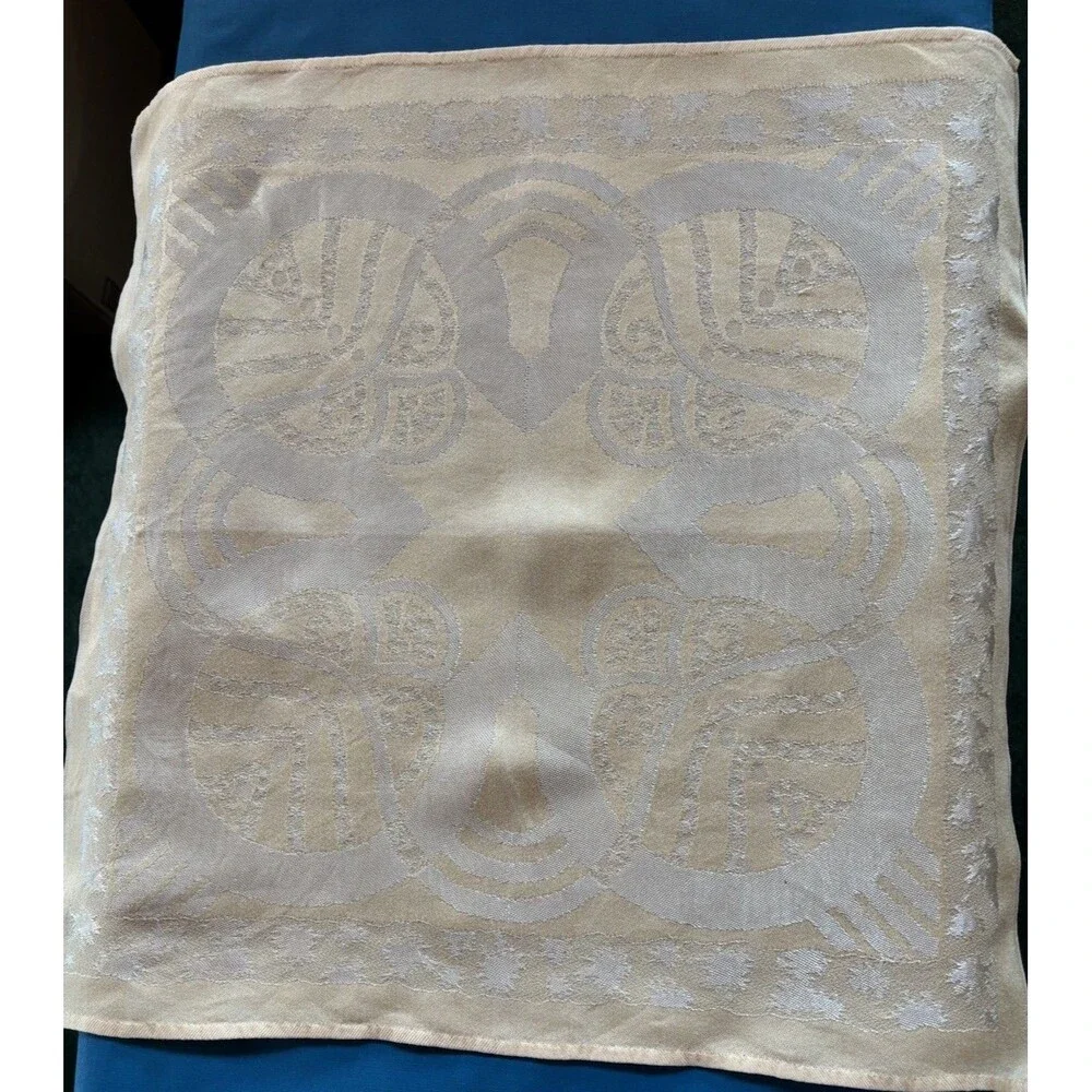 Vintage Set of 8 Peach Damask Linen Dinner Napkins Country 17